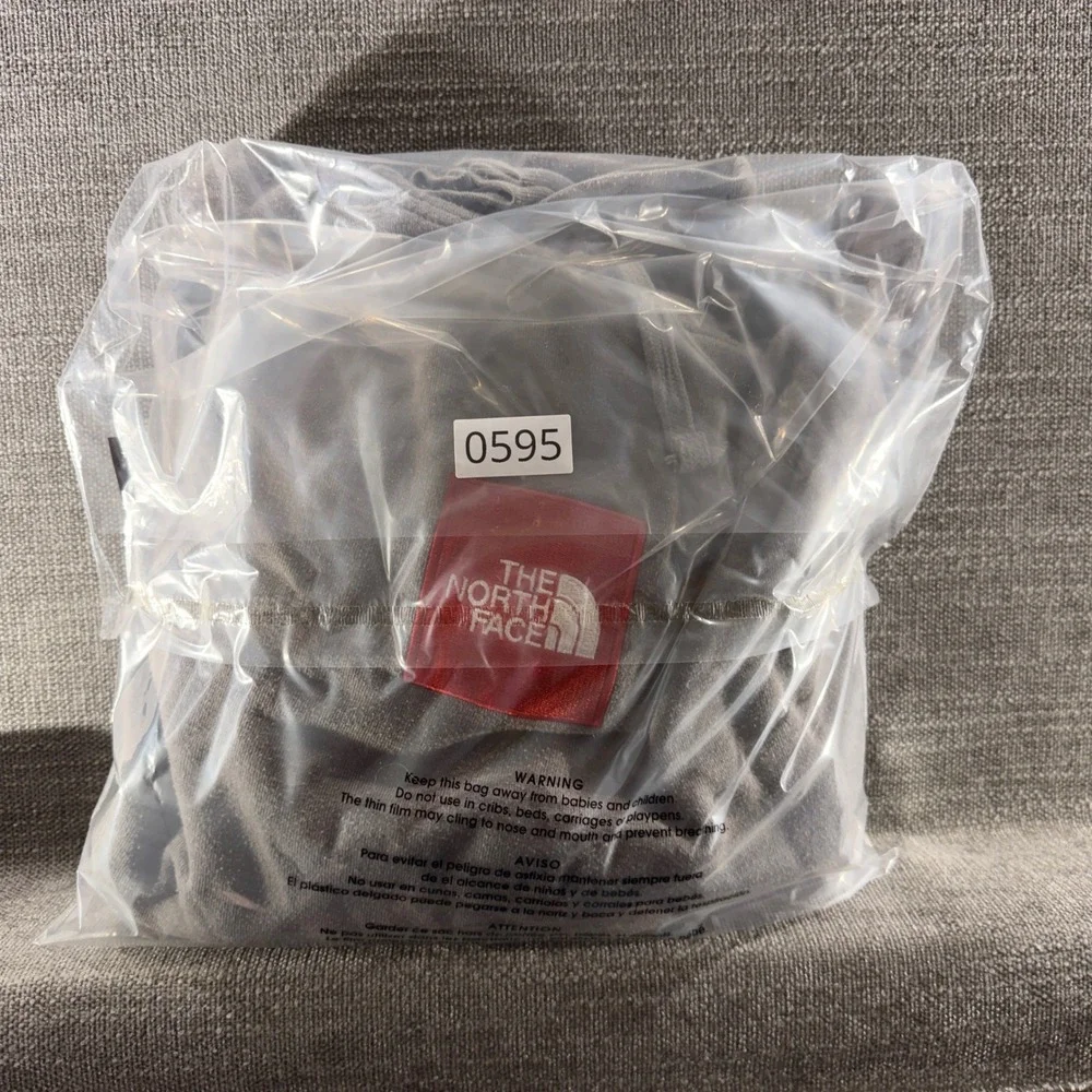 The North Face Hoodie Mens Large Gray Good‎ Red Box Logo Pullover Fleece